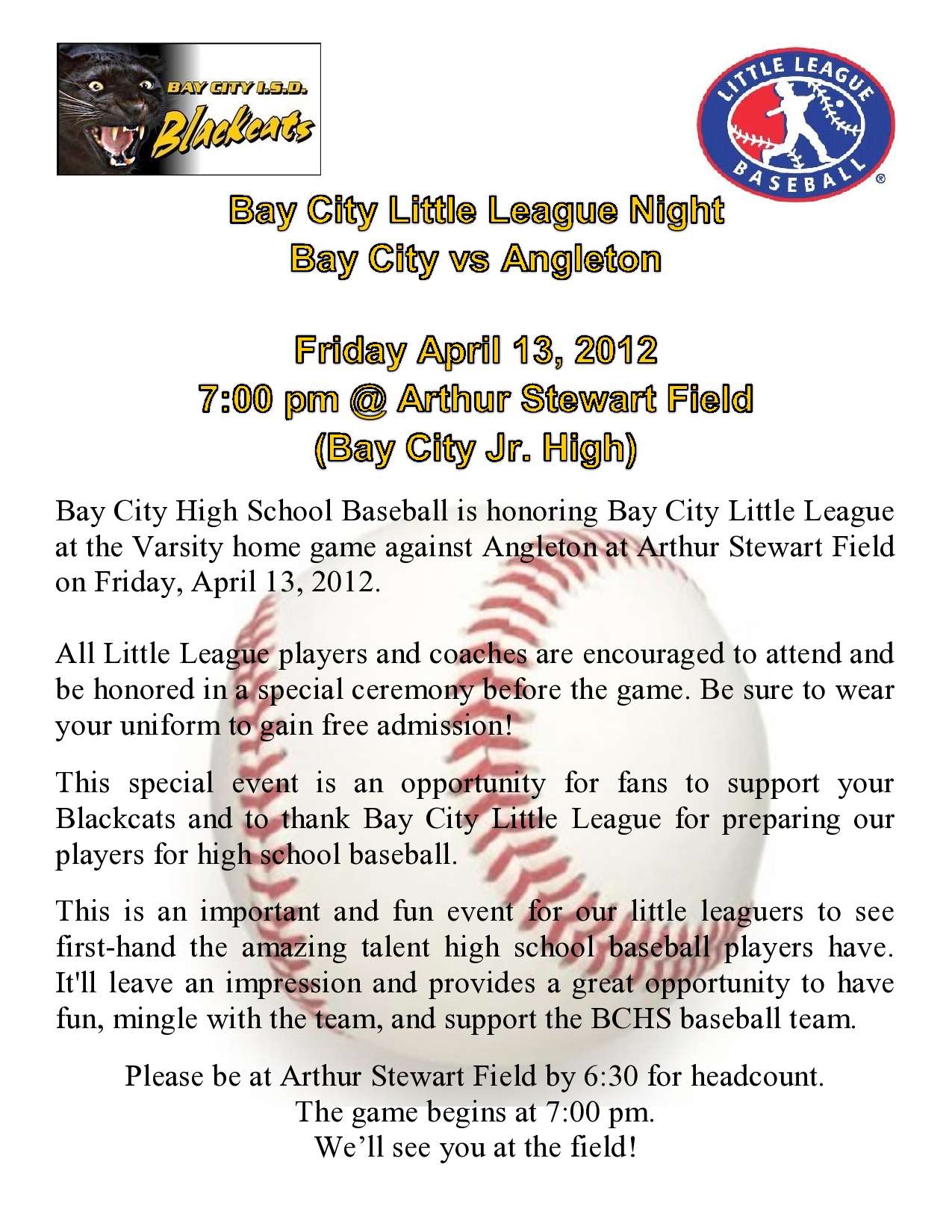 Bay City Little League Night 2012