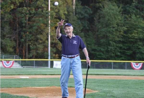 Chick Throws first pitch 2008 tournament