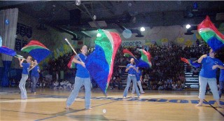 flags at pep rally