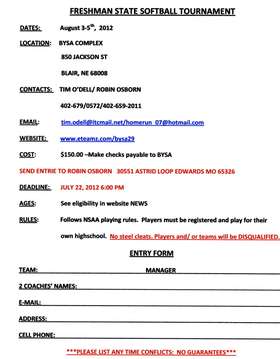 2012 Freshman State Entry Form