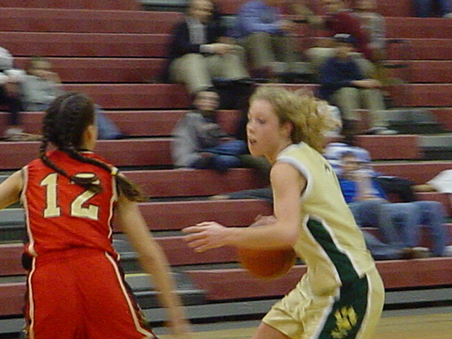 Nikki Luckhurst drives past GAC defender