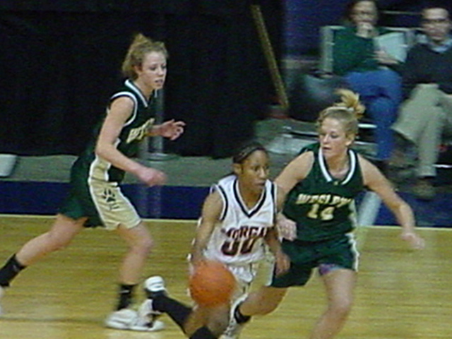 Nikki and Taylor guard Morgan player