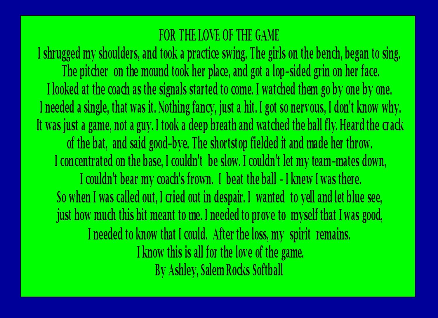 for the love of the game