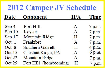 2012 JV schedule