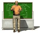 Coach moving in front of board