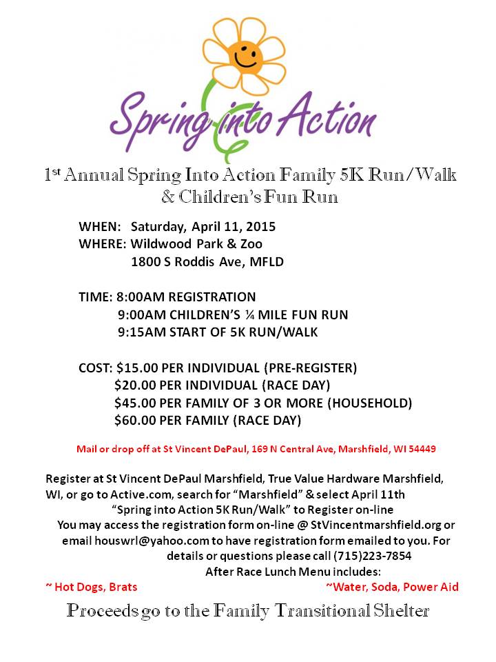1st Annual Spring into Action Family 5K Run Marshfield, WI 2015 ACTIVE