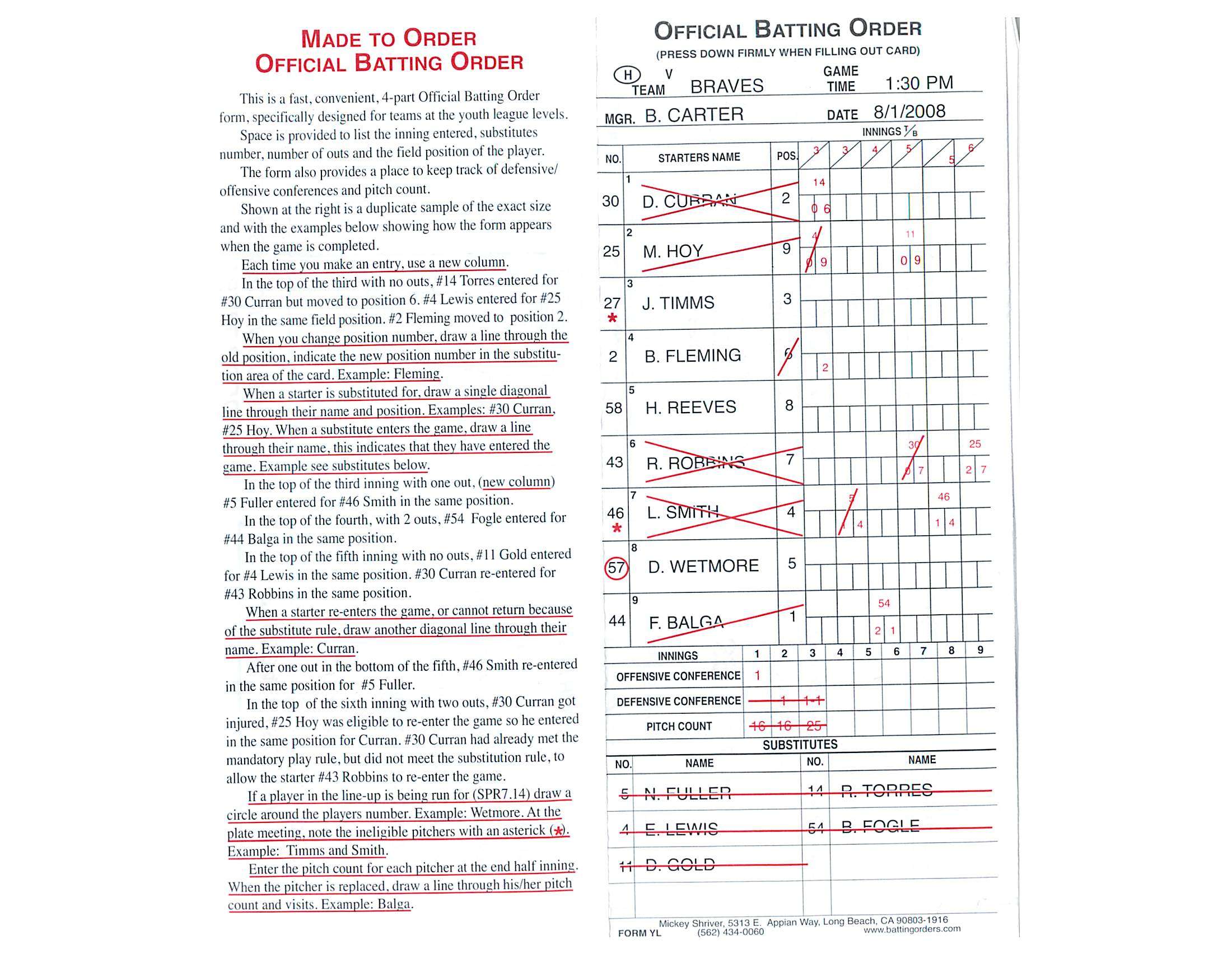 Batting Order Example