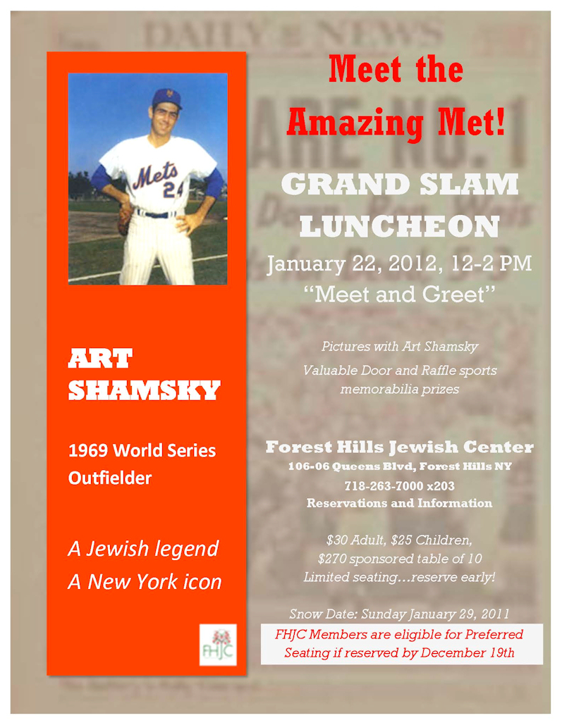 TeamPages: Forest Hills Baseball - Meet and Greet Former New York Met  Player Art Shamsky - 1/22/12