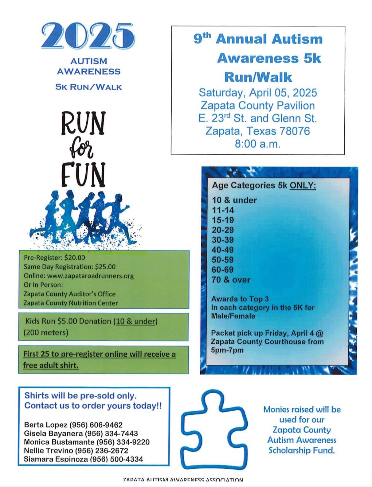 2025 Autism Awareness 5k Run & Walk logo