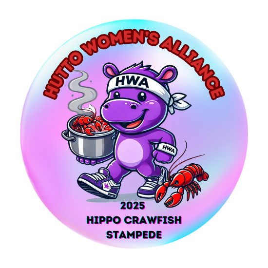 The Hutto Women's Alliance Hippo Crawfish Stampede 2025 logo