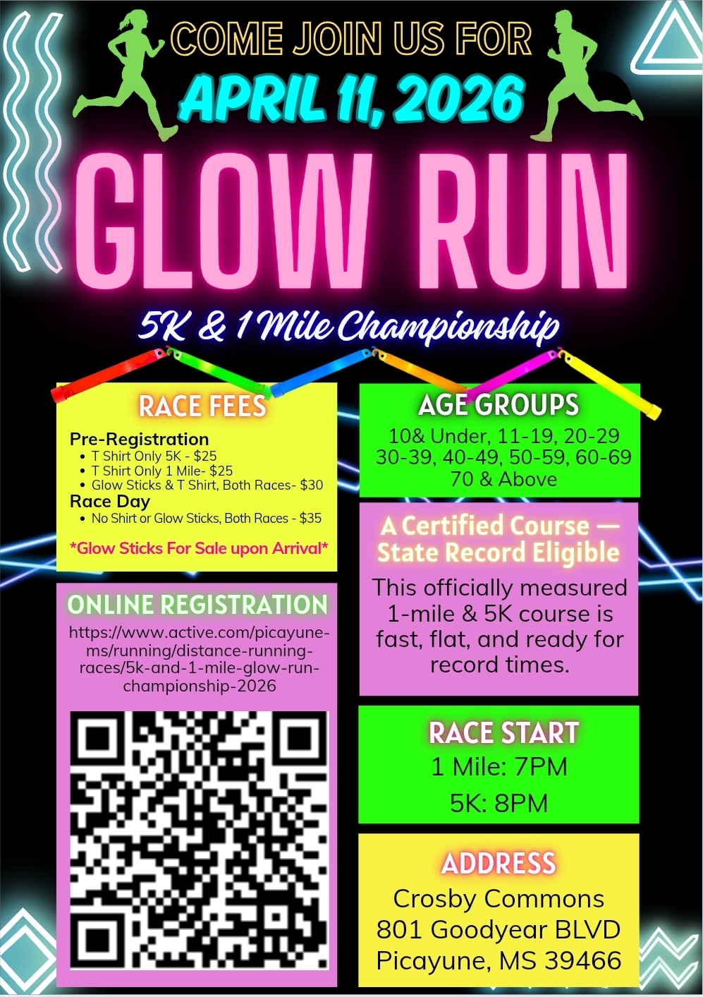 5K & 1 Mile Glow Run Championship logo