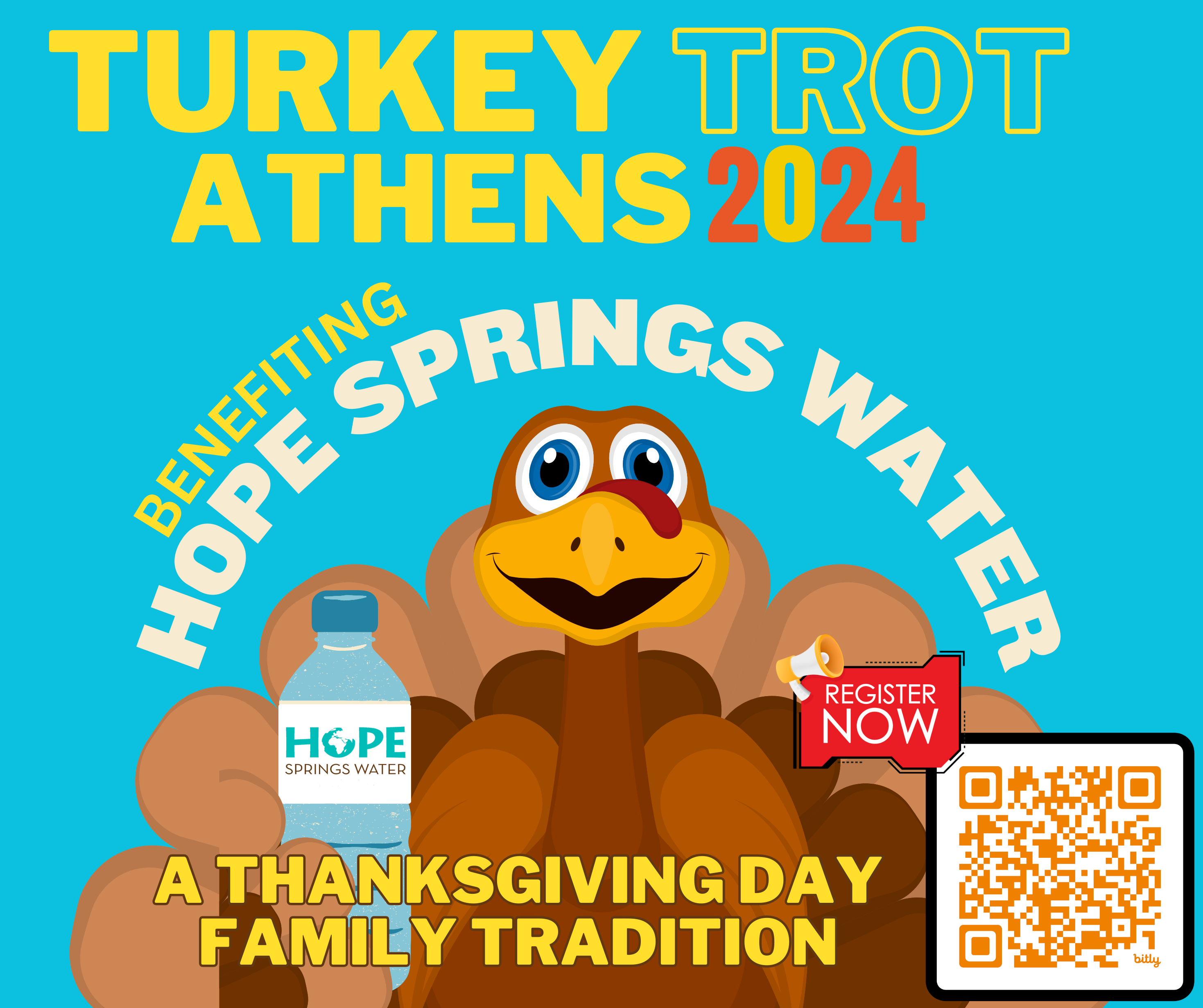 11/28/24 TURKEY TROT Athens Benefiting Hope Springs Water event Thanksgiving Morning Run logo