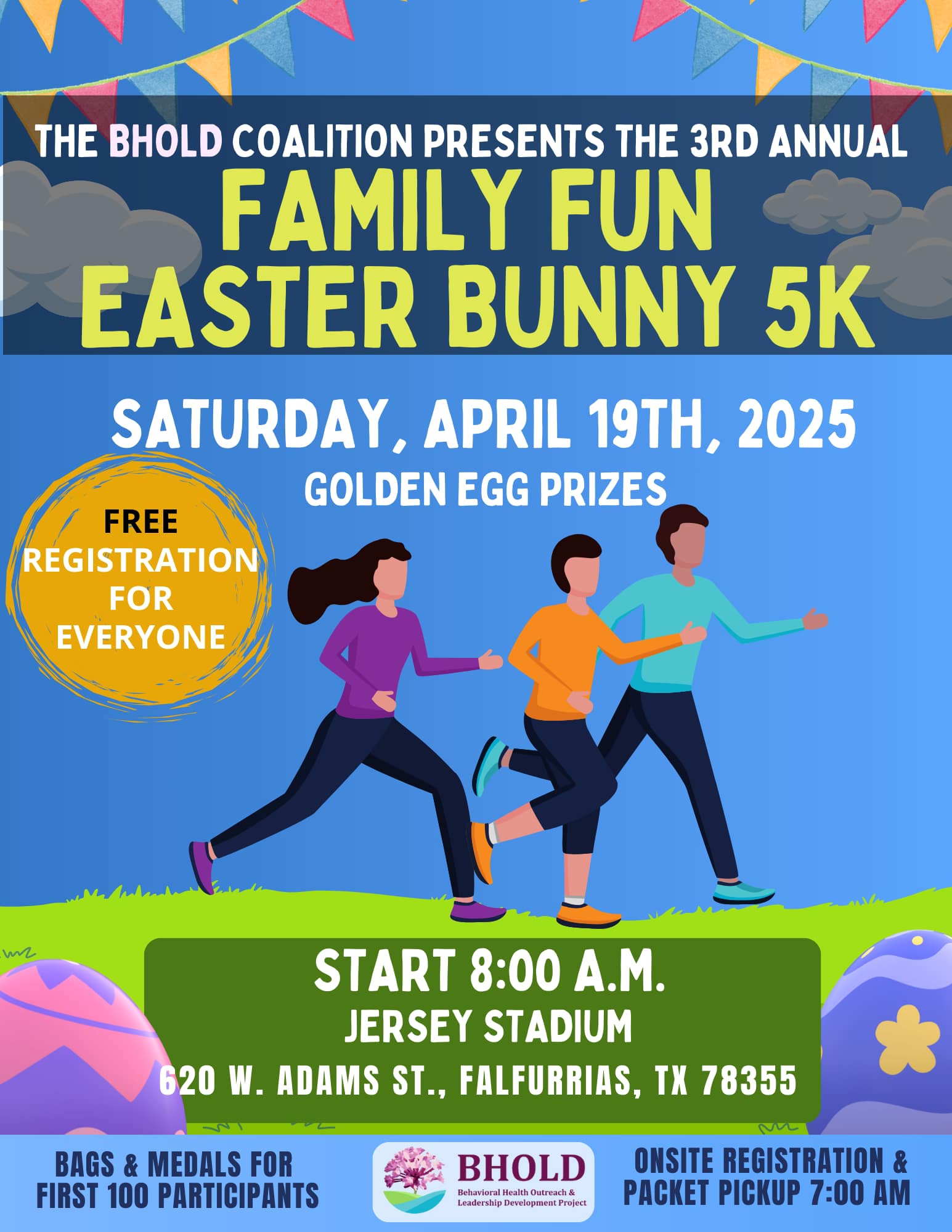 3rd Annual BHOLD 5k Family Fun Easter Bunny 5k Logo