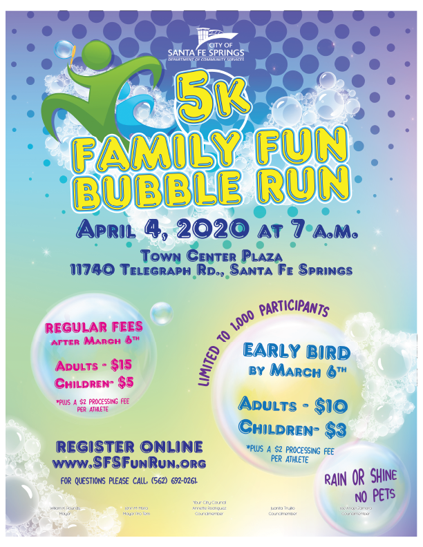 5k Family Fun Bubble Run Santa Fe Springs Ca 2020 Active